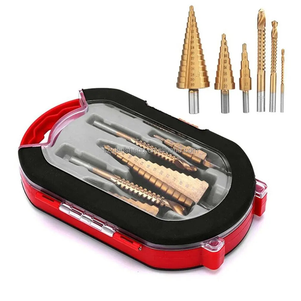 6 Piece Set of High-speed Steel Pagoda Drill Woodworking Grooving Serrated Drill Set