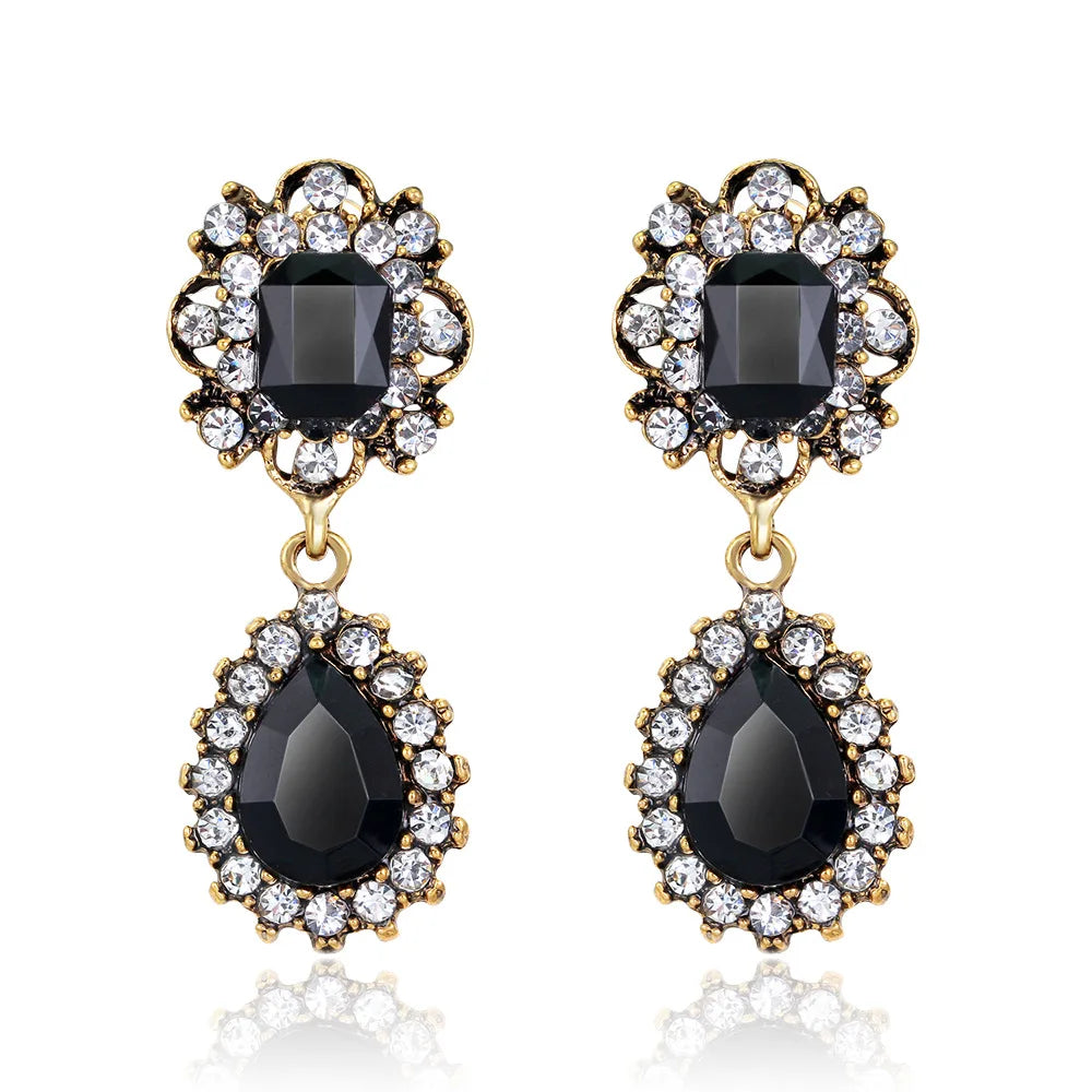 OEM/ODM Jewelry Gold Plated Alloy Jewelry Different Shape Screw Earring Luxurious Crystal Gem Earrings