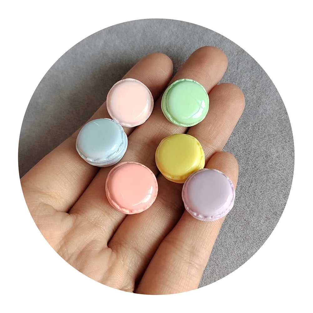 Cute Love Heart Round Macarons Hamburg Flatback Resin Cabochon Doll House Crafts DIY Phone Case Decoration Accessories