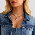 Trendy Design CCB Peach Heart Pendants Necklace for Women Casual Ladies Street Choker Necklace Fashion Jewelry Accessories Gifts