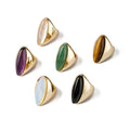 Natural Gemstone Rings 18K Gold Adjustable Quartz Crystal Ring for Men Womans