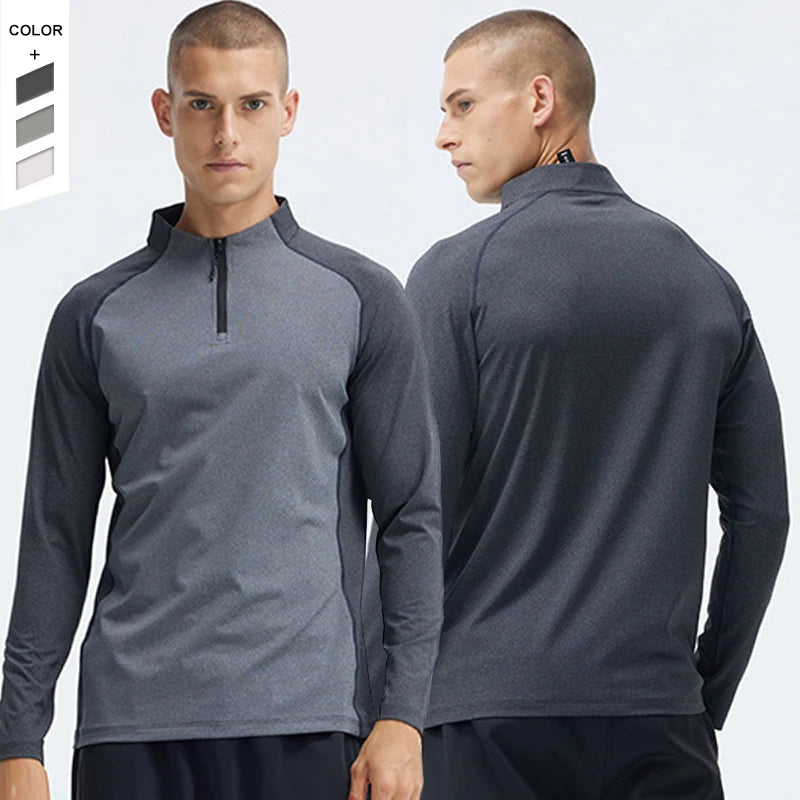 Hot Selling Quick Drying Long Sleeve Half Zipper Training Men's Clothes Running Fitness Sportswear T-shirts MegaBDM