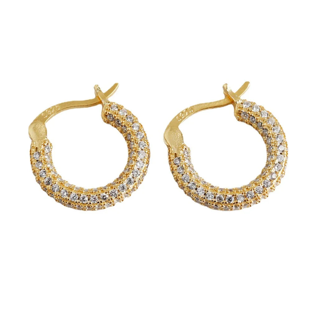 MJ Trendy Fashion 925 Sterling Silver Full Diamond Fancy Bling Earring Zircon Ear Studs Jewelry for Woman