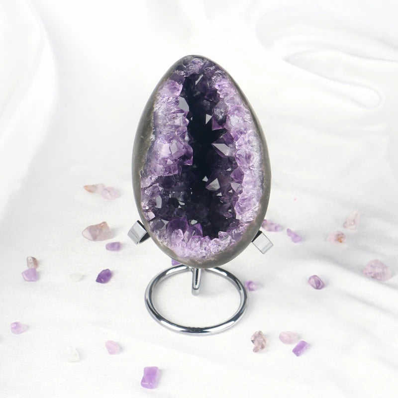 Wholesale Natural Crystal Healing Stone Amethyst Cluster Geode Egg for Home Decoration