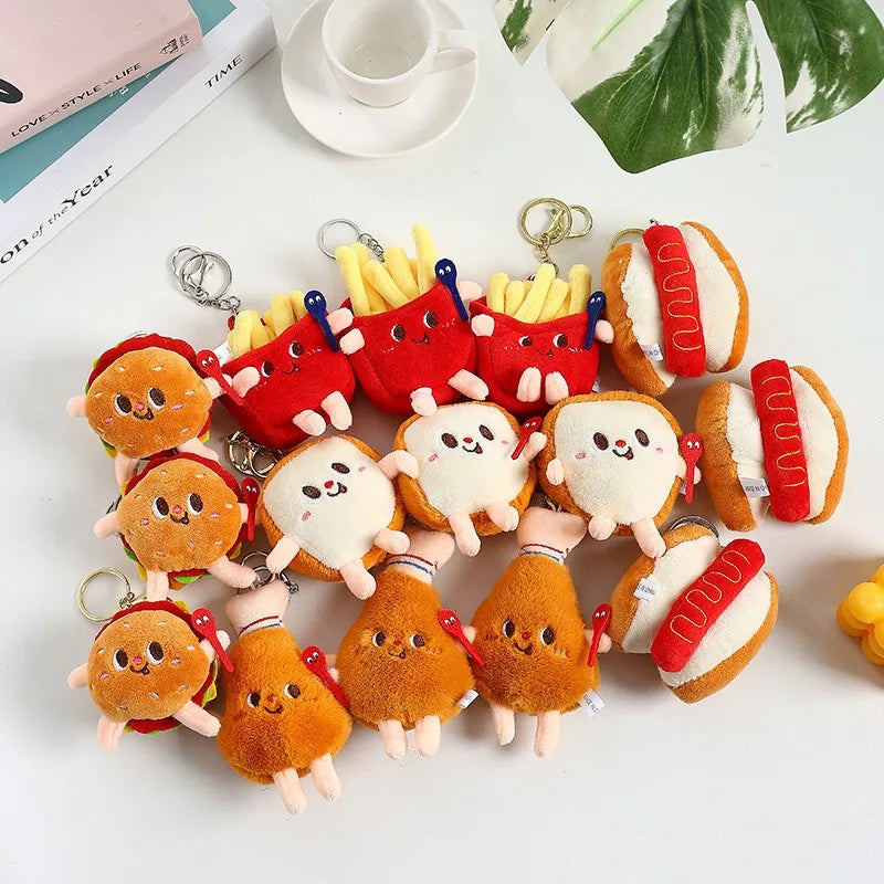 Exquisite High-Performing Creative Cute French Fries Burger Soft Plush Doll Keychain