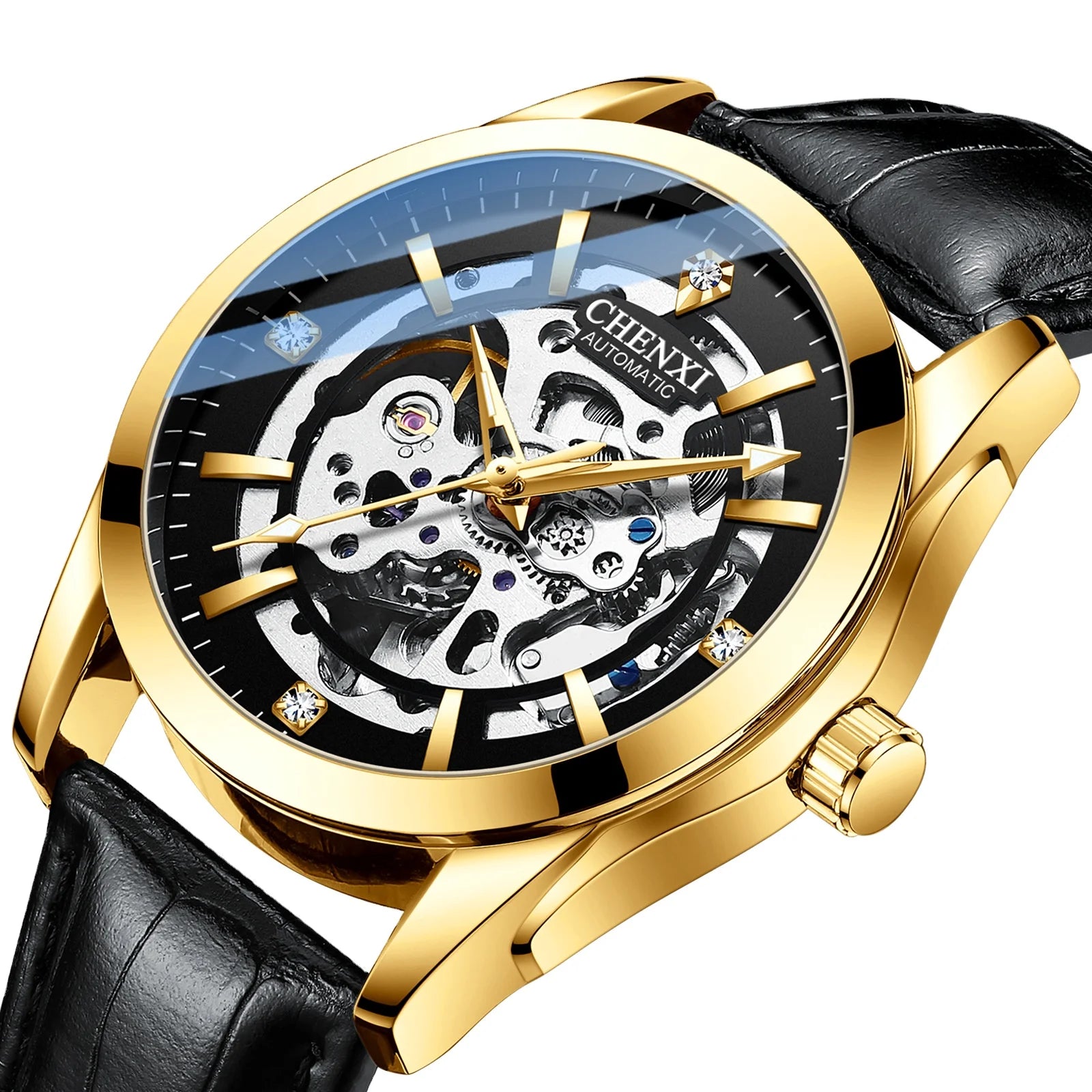 CHENXI 8821  Men Automatic Mechanical Tourbillon Movement Clock Business Waterproof Luminous Wrist Watch 8821 Relogio Masculino