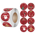 Merry Christmas Logo Decorative Stickers Wholesale Printing Vinyl Red Christmas Gift Tag Santa Claus Xmas Tree Pattern Sticker