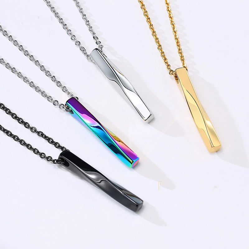 BINSHUO Mobius Spiral Straight Stainless Steel Minimalist Designer Fashion Women's Pendant Chocker Necklace Wedding Engagement