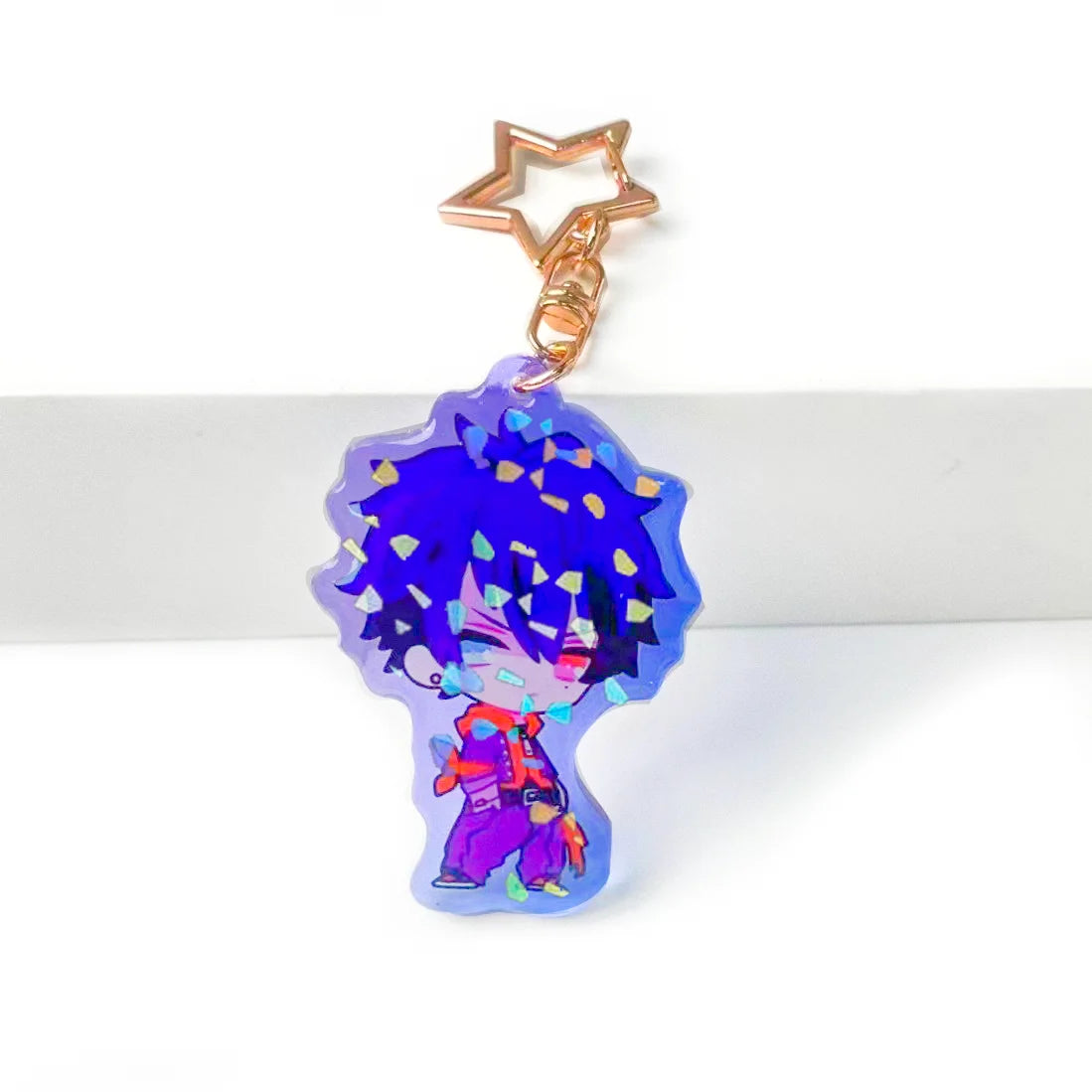 Custom Double Sided Printing Shape Cartoon Resin Acrylic Keychain Ring Acrylic Holographic Charm