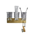 3-Cup Bathroom Wall Mount Toothbrush Holder in Brushed Gold Glass Cup with Brass Holder