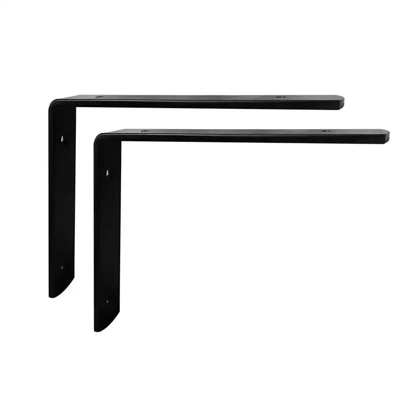 1/5 Inch Thick Heavy Duty 12 Inch Black Steel Industrial Single-Sided Wall Shelf Brackets for Floating Shelves