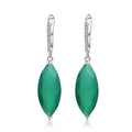 Abiding Natural Green Agate Stone 925 Sterling Silver Fashion Jumka Jewelry Drop Earrings for Women