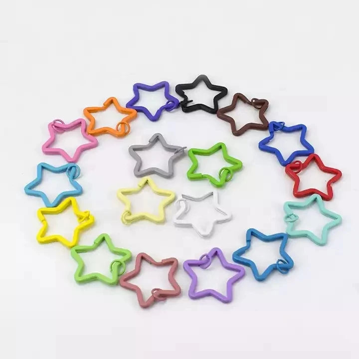 Meetee AP432 35mm Color Paint Metal Bag Buckle Pendant Jewelry Accessories Pentagram Key Ring