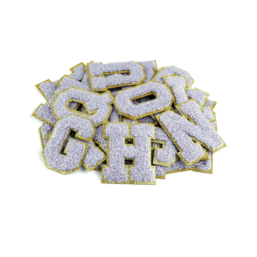 Custom 26Pcs Self Adhesive Chenille Letter Patches A-Z Chenille Letters for Clothing Fabric Shoes Bags (Light Purple)