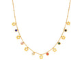 Waterproof Jewelry 18k Gold Plated Colored Zircon Dolphin Heart Cross Pendant Non Tarnish Stainless Steel Flower Necklace