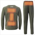 Unisex XL Size Thermal Underwear Set USB Electric Heated Winter Snow Leggings Casual Style Fleece Lined Heated Long Johns