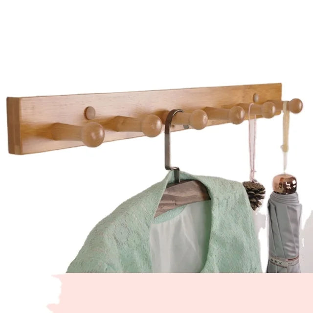 Bamboo Scarf Hanger Foldable Flexible Wall Mounted Door Rack for Kitchen Wardrobe Coat Hat Storage