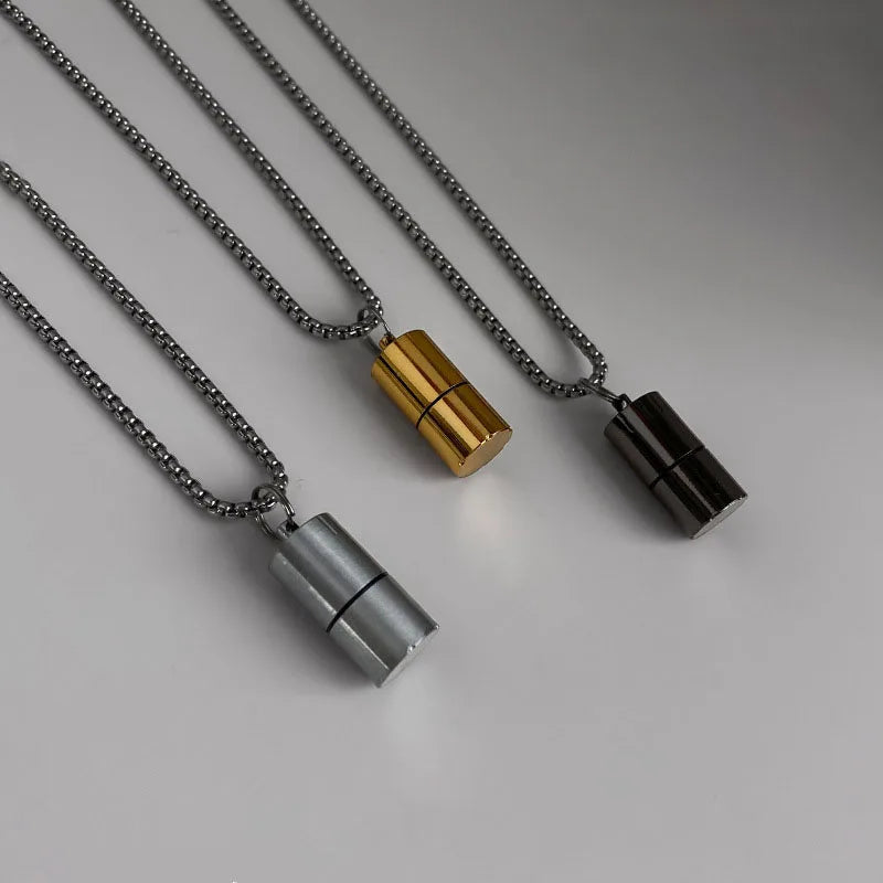 Fashionable Simple Stainless Steel Ignitable Lighter Necklace for Men Gold Plated Hip-hop Versatile Pendant Niche Design Jewelry