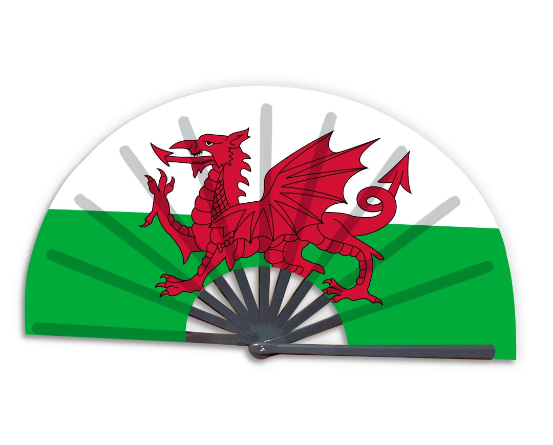New Product Customized National Country Flag Wales Folding Bamboo Hand Held Fan
