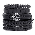 Wholesale Vintage Leather Bracelets Handmade Woven 5pcs/set Life Tree Metal Lucky Charm Bracelets for Men and Women