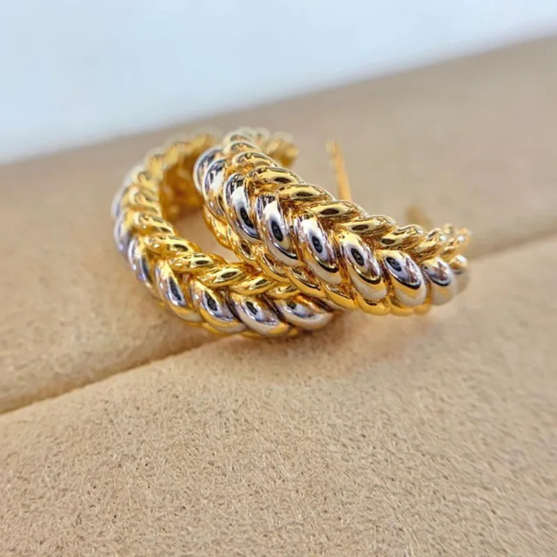 Aimgal Fine Jewelry AU750 18K Solid Gold Woven Hoop Earrings | Hollow Design | Trendy Women's NGTC Certified 1g Wedding Party