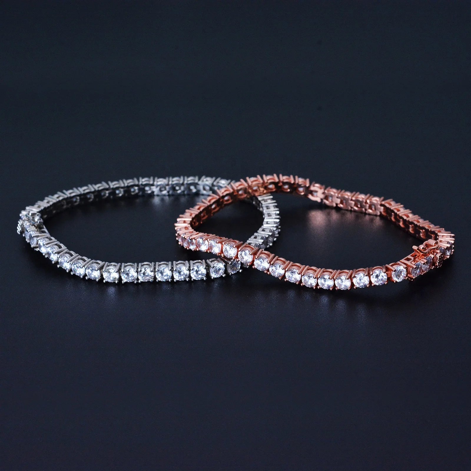 Wholesale Price Luxury Rose Gold Plated 4mm CZ Diamond Tennis Bracelets for Women and Men