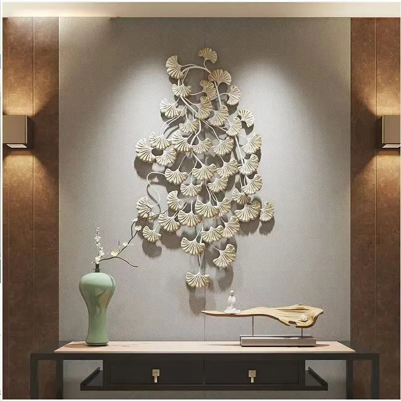 130x69cm New Metal Wall Decoration Iron Pendant Living Room Background Porch Creative Wall Decoration Leaf Wall Hanging