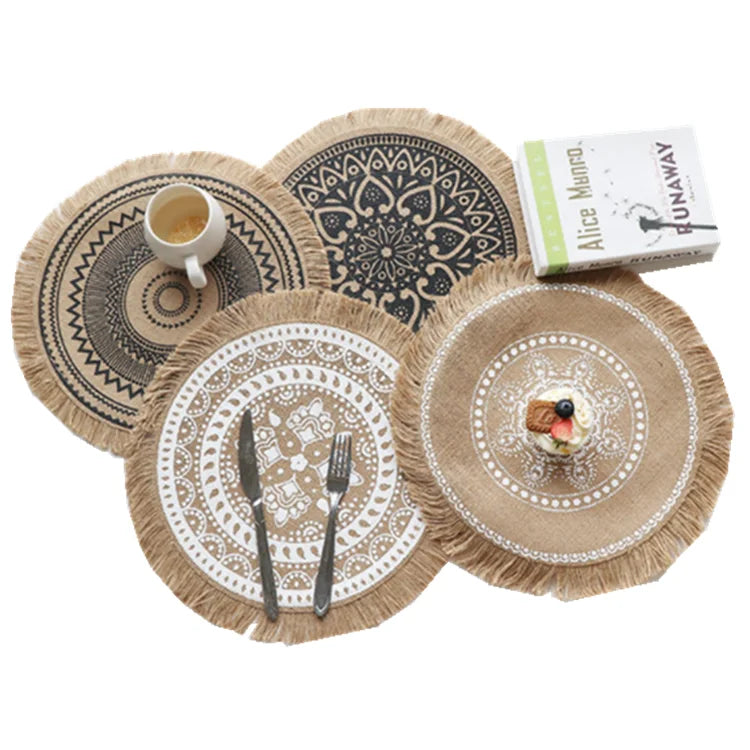 Useful Nordic Style Non-slip Placemat Heat Insulation Furniture Decoration Mat Round Embroidery Table Placemat