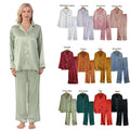 Wholesale Women  PJ  Long Sleeves Silk Satin Pajamas Sleepwear Sets