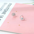 925 Silver Ear Nail Female Creative Star Moon Small Earrings Sterling Silver Temperament Asymmetric Personality Earrings