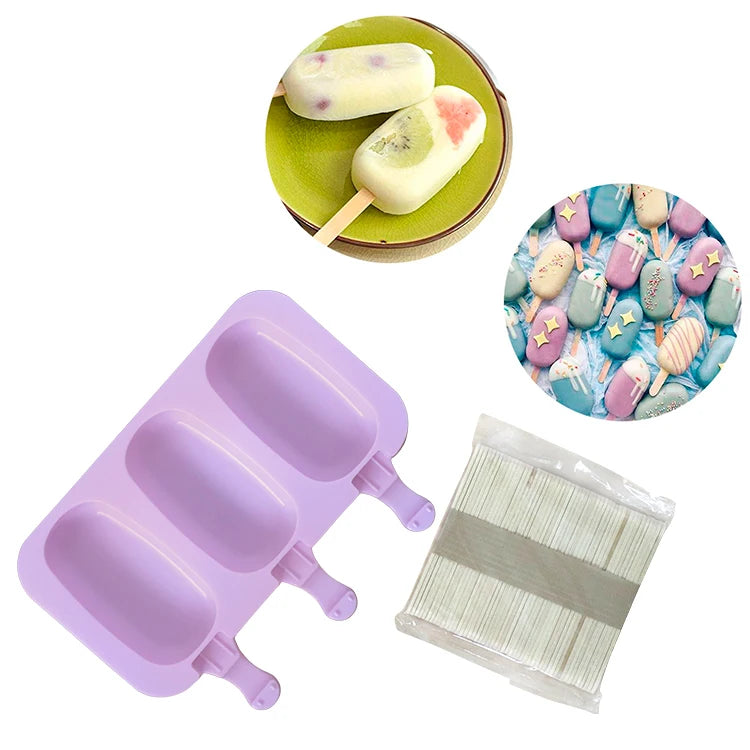 Multi Shape Easy to Clean Ice Cream Silicone Popsicle Mold Durable Ice Cream Lolly Molds Non Toxic Silicone Mold for Ice Cream