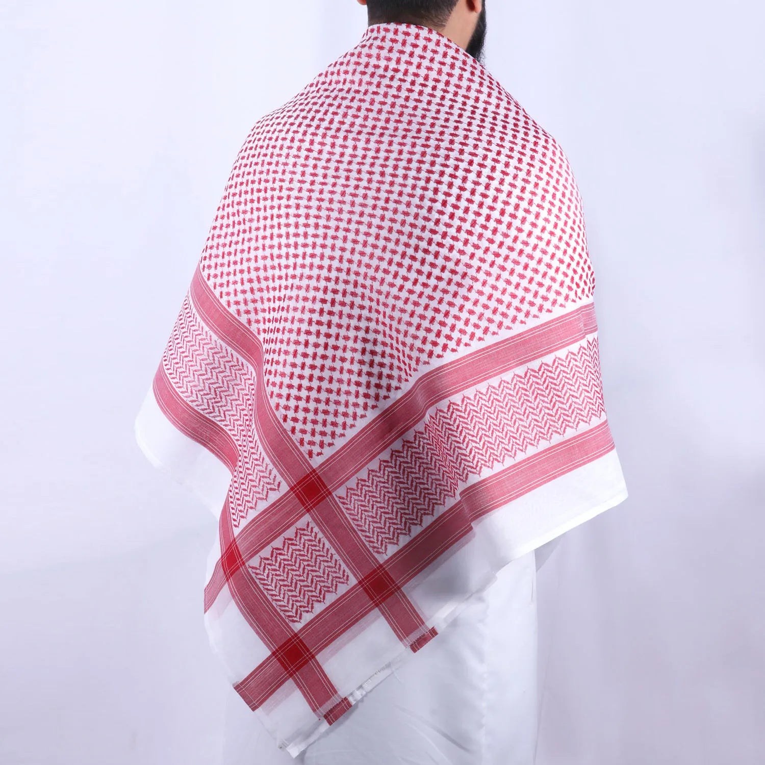 Adult Saudi Palestine Keffiyeh Red Shemagh Arab Premium Wrap Muslim Headwear Head Scarf for Men