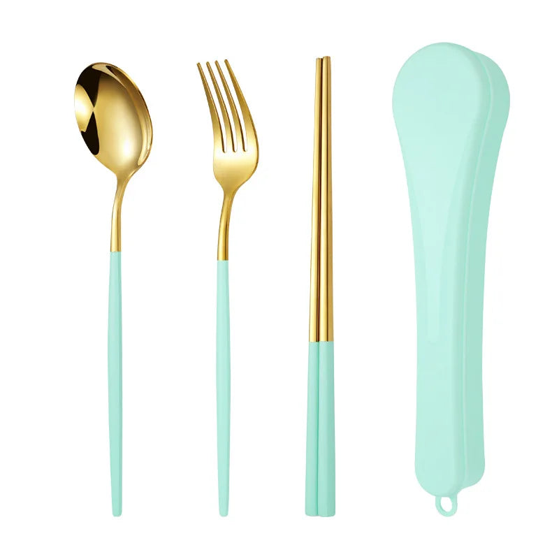 Wholesale Reusable Travel Cutlery Set Portable Camping Cutlery Set with PP Container