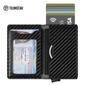 TILONSTAR Designer Carbon Fiber Leather Credit Card Holder Slim Ultra Thin Metal Rfid Blocking Credit Leather Bifold Wallets