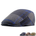 Autumn and Winter Middle Old Age Plus Fleece Warm Ivy Hat Men Casual Wool Coloured Checked Duck Tongue Ivy Hats