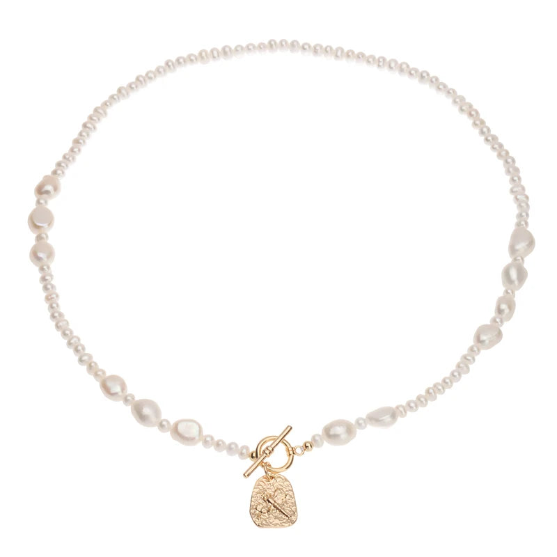 Vintage Baroque Natural Freshwater Pearl Necklace Dragonfly Embossed Buckle Original Clavicle Chain Pendant Fashion Accessory