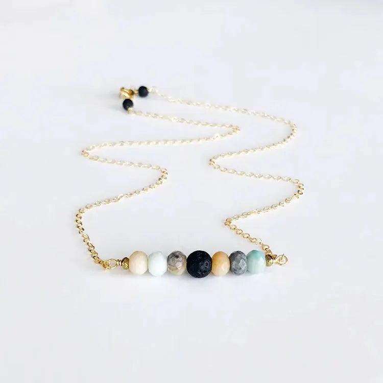 Lava Stone Essential Oil Diffuser Necklace Aromatherapy Jewelry Minimalist Lava Rock Stone Necklace