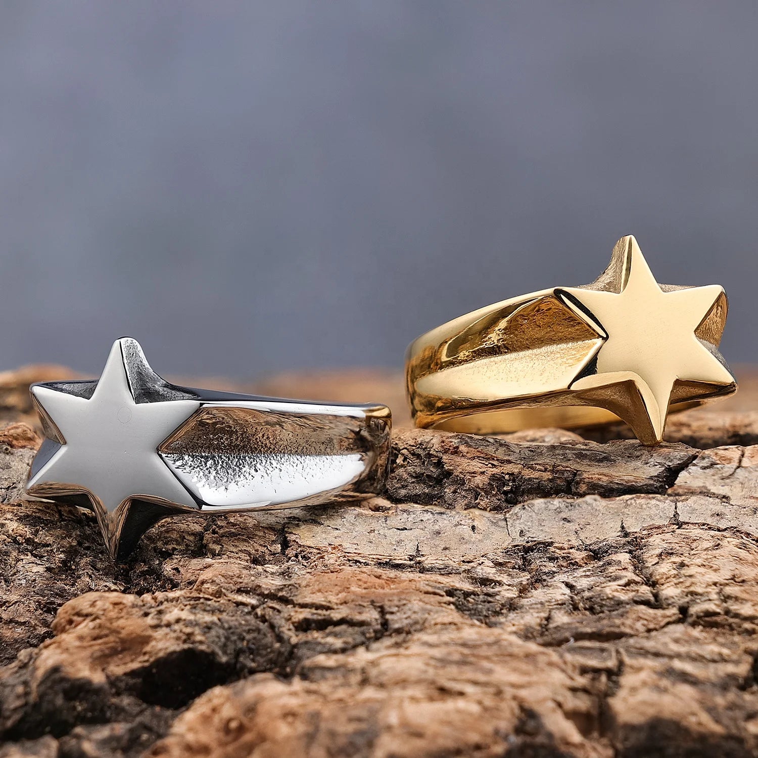Unique Hexagram Star Rings Stainless Steel Silver Gold Six Point Star Geometric Rings for Men Women Jeweley Gifts