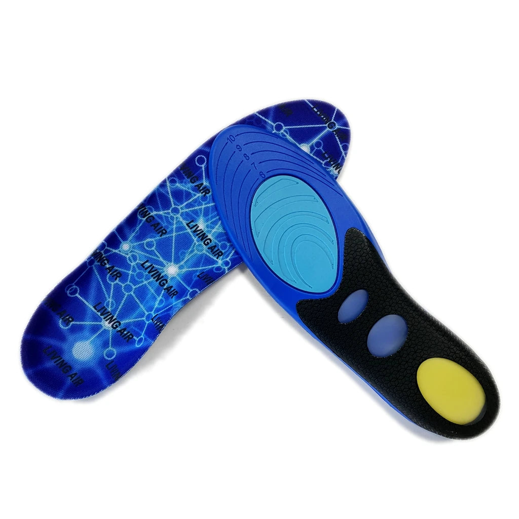 Factory Hot Comfortable Shock Absorption PU Insole Thickened Memory Foam Insole for Sport Shoes BLUE Color Freight Material