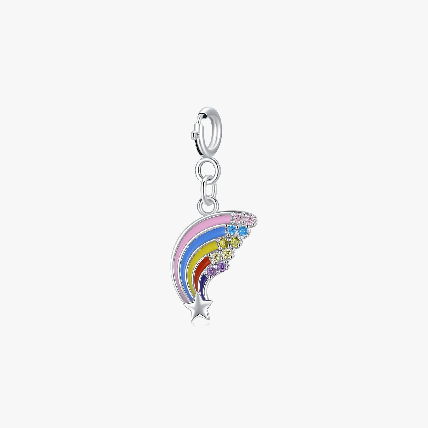Fashion Rainbow Star Enamel DIY 925 Sterling Silver CZ Pendant Fit Making Bracelet Necklace Charms for Women Fine Jewelry