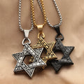 Hip Hop Religious Necklace Punk Six Star Pendant David Star Necklace Jewish Tribe Menorah Necklace Customization