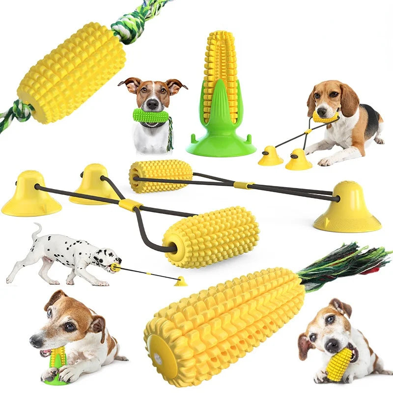 Dog Toy Suction Cup  Voice Corn  Stick Dog Toothbrush Bite-resistance Toy