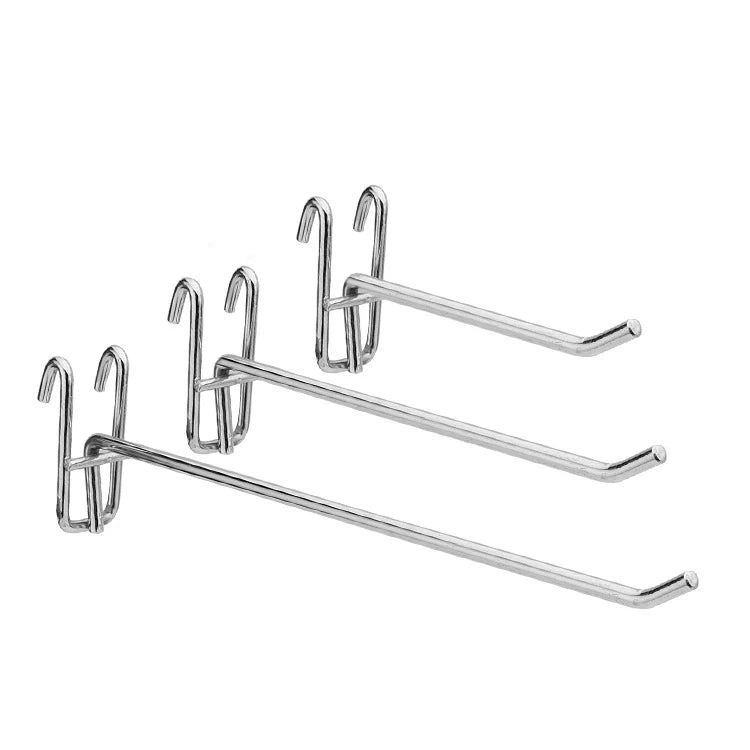 Hookei Customized Size Grid Panel Metal Clothes Hanging Wall Wire Pegboard Hooks Slatwall Display Hook
