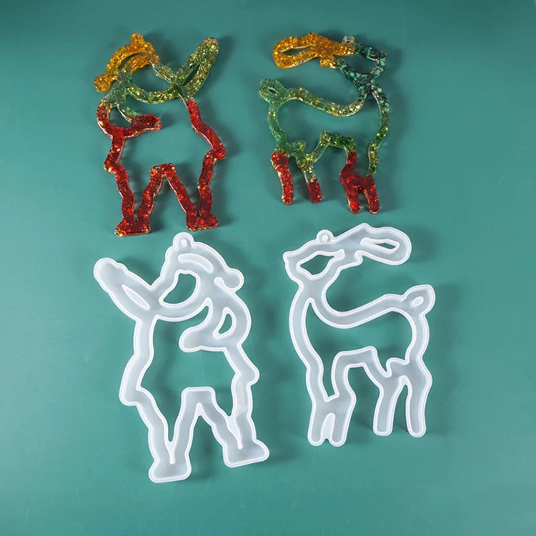 YS DIY Christmas Theme Silicone Mold Christmas Santa Elk Moon Pendant Crystal Candle Plaster Mould Homemade Ornaments Decoration