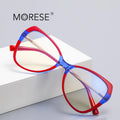 MORESE 2123 TR90 Blue Light Fashion Eyeglasses with Clear Glass Frames Extra Large Magnetic Computer Style Unisex Glasses