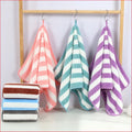 Bath Towel Coral Fleece Microfiber Striped Adult Household Textiles Bathroom Soft Woman Sauna Spa Absorbent Towel
