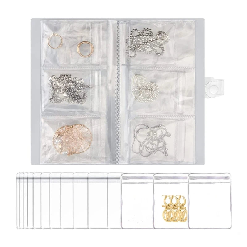 New Hot Sale Transparent Jewelry Storage Book3 Grids in 1 Page 84 Grid in Total 50 sealed Bags Included.