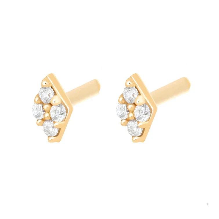 Gemnel New Trendy Gem Quartet Gold Cubic Zirconia Stud Ear Women Earrings