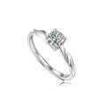 S925 Silver Moissanite Engagement Ring with Tapered Baguette Cut Bezel Setting Luxury Adjustable Couples Ring for Men & Women
