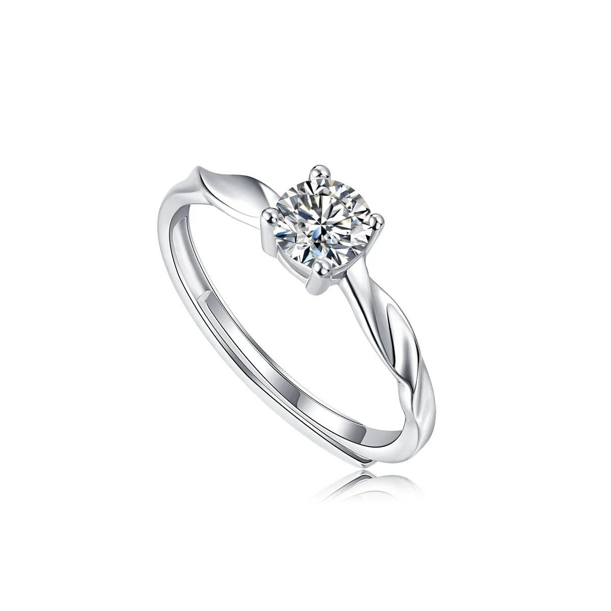 S925 Silver Moissanite Engagement Ring with Tapered Baguette Cut Bezel Setting Luxury Adjustable Couples Ring for Men & Women